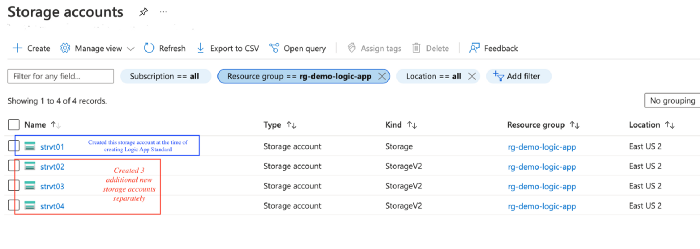 Link Azure Logic App Standard with multiple storage accounts